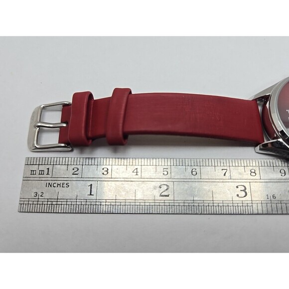 Burgi BUR189RD Womens Diamond Flower Dial Red Leather Quartz Watch New Battery main image 6